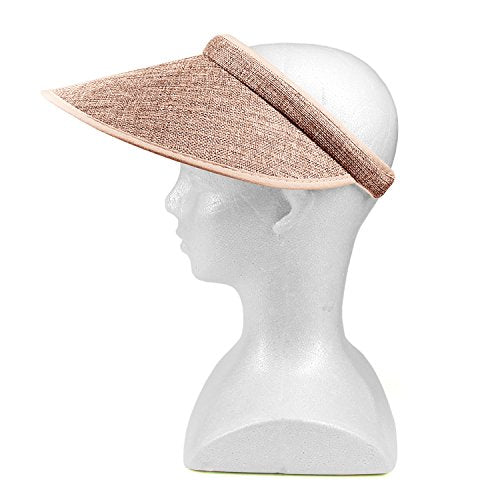 PRO.FASHION Women's Summer Sun UV Protection Visor Wide Brim Clip on Beach Pool Golf Cap Hat-Polyester - color: Khaki