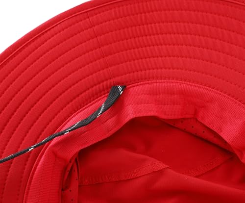 Connectyle UPF 50+ Wide Brim Sun Hat for Men Women UV Protection Bucket Hats Outdoor Breathable Safari Hat for Fishing Hiking - color: Red