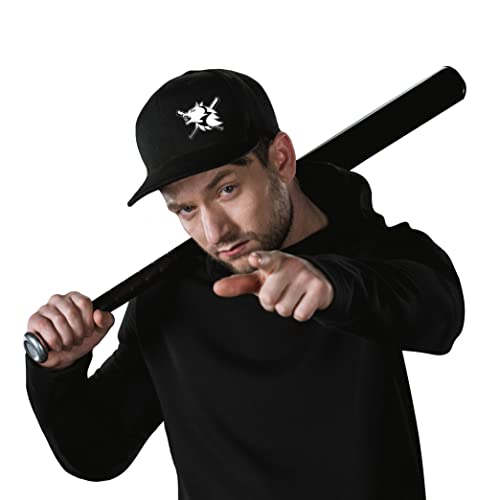Horror Grim Reaper Scythe Hats Flat Bill Snap Back Hats for Men Flat Brim Black Baseball Cap Devil Skull Finger Snapback - color: Wolf Baseball Bat
