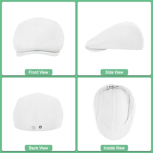 100% Cotton Newsboy Cap for Men Adjustable Flat Gatsby Ivy Cabbie Beret Hat for Summer Driving Hunting - color: White-bb, size: Large