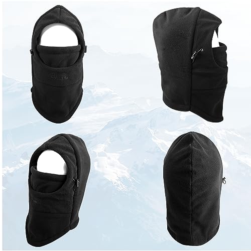 Azarxis Kids Children's Balaclava Hat Fleece Ski Face Mask Winter Cap Adjustable Double Neck Warmer - color: #01 Black