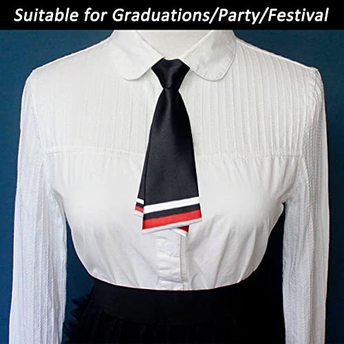 Mantieqingway Women Uniform Necktie Adjustable Strap Striped Pre-tie Ties - color: Black