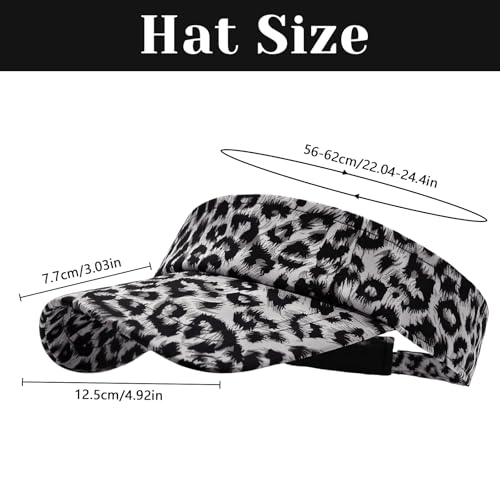 YAMEIZE Leopard Sun Visors for Women Men - Cheetah Print Running Golf Tennis Sun Hat Adjustable Ponytail Cap for Sport - color: Leopard Grey