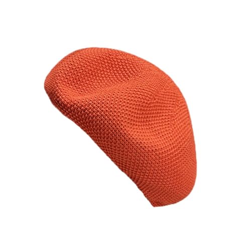 Summer Beret Hat for Women, French Style Cotton Beanie Hat - color: Orange