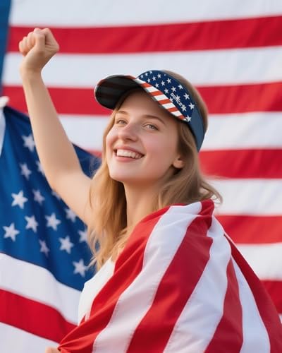 BEACE Sun Visor Hat Women Men-Sports Lightweight Wicking Stretchy Sunvisor Cap for Golf Tennis Running Pickleball Beach - color: Flag