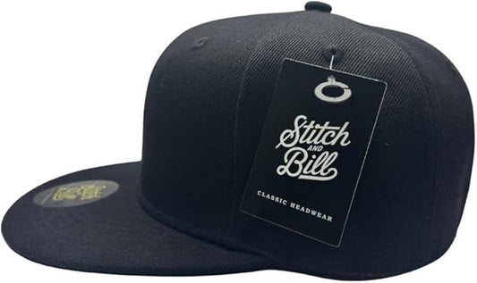 Premium Fitted Flat Brim Hat Mens Baseball Cap True to Size Timeless Street Urban Style 10 Sizes Multiple Colors - color: Black, size: 7 5/8