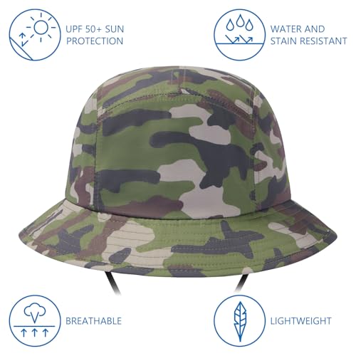 BASSDASH UPF50+ Fishing Bucket Hat for Men Women Lightweight Water Resistant Packable Outdoor Summer Sun Hats FH13 - color: Army Green Camo
