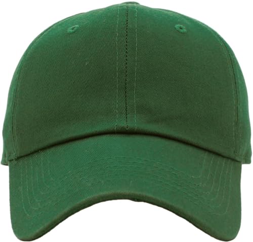 KBETHOS Classic Unisex Cotton Adjustable Low Crown Baseball Cap – Plain Dad Hat - color: Dark Forest Green