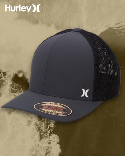 Hurley Mens Mini Icon Mesh Panel Fitted Trucker Baseball Cap - color: Anthracite, size: Large-X-Large