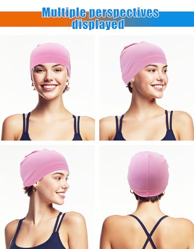 Cotton Summer Beanie Hats Lightweight Skull Caps Soft Thin Sleep Sleeping Hat Light Cancer Chemo Cap Helmet Liner - color: Black, Heather Grey, Pink
