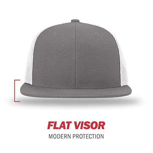 Richardson Unisex 511 Flatbill Trucker Adjustable Snapback Baseball Cap - color: Charcoal/White