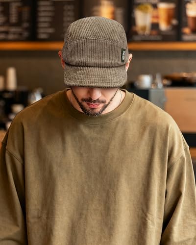 Clakllie Corduroy 5 Panel Hat Short Brim Baseball Cap Urban Street Flat Bill Hats Cooling Trucker Hats Snapback Fitted Cap - color: S-dsbh10-brown