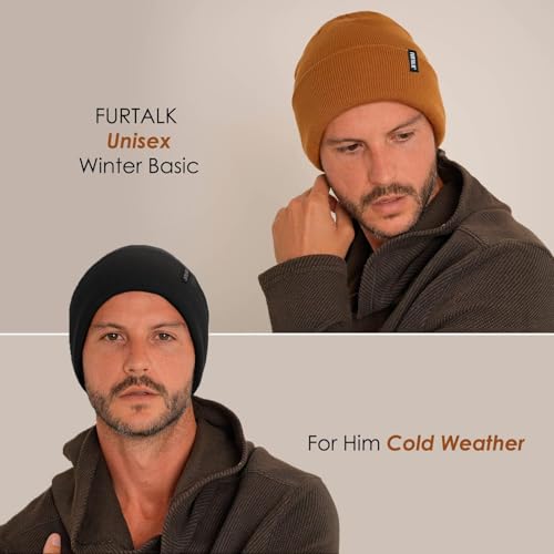 FURTALK Beanie Hat for Men Women Winter Hats for Women Men Soft Warm Unisex Cuffed Beanie Knitted Skull Cap - color: Aa-black