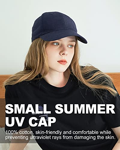 Zylioo Small Baseball Cap for Men Women, Adjustable Unstructured Dad Hat - color: Navy Blue-fits 21.7"-22.4"/55cm-57cm