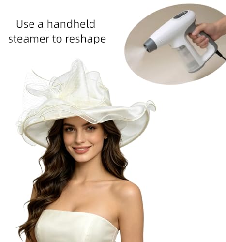 Haojing Women's Organza Church British Fascinator Bridal Tea Party Wedding Hat Summer Ruffles Cap - color: Hj23-beige