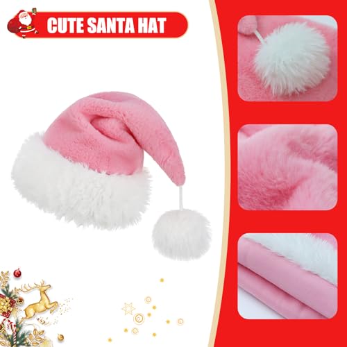 Personalized Santa Hat for Adults, Super Soft Plush Holiday Christmas Hat, Xmas New Year Party Headwear - color: Plush-green