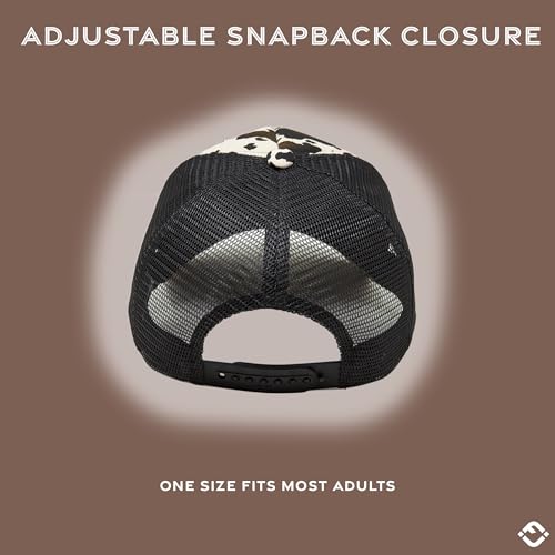 Funky Junque Blank Mesh Foam Lightweight Snapback Trucker Hat - color: Cow Print