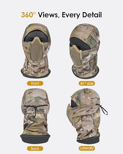 OneTigris Tactical Balaclava Mesh Mask Full Head Airsoft Face Protector - color: Multicam