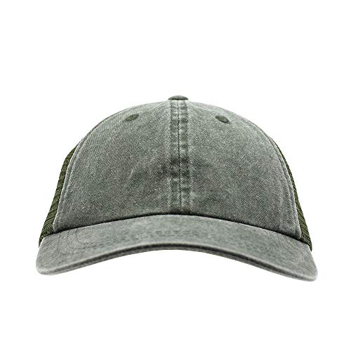 Vintage Washed Soft Mesh Cotton Adjustable Baseball Cap - color: Olive Green