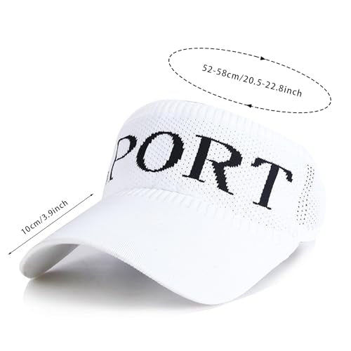 Sun Visor Hats for Women Men Tennis Visor Sunvisor Golf Visor UV Protection Elastic Cap Sports Visor - color: White