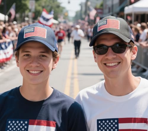 2-Pack USA Flag Hats for Men Baseball American Flag Hats for Men USA Cap USA Tactical Washed for Women - color: Black+nany