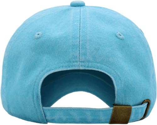KBETHOS Classic Unisex Cotton Adjustable Low Crown Baseball Cap – Plain Dad Hat - color: Clear Blue Pigment Dyed