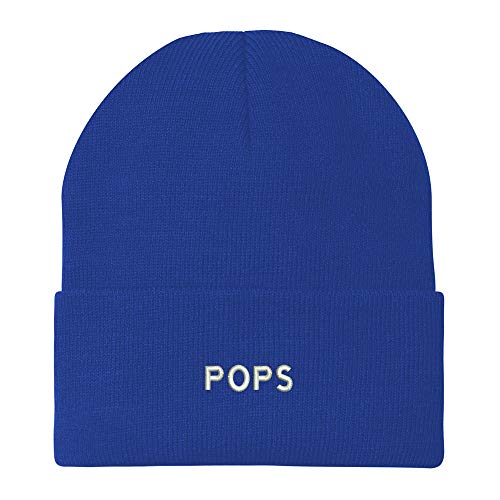Trendy Apparel Shop Pops Embroidered Winter Long Cuff Beanie - color: Royal
