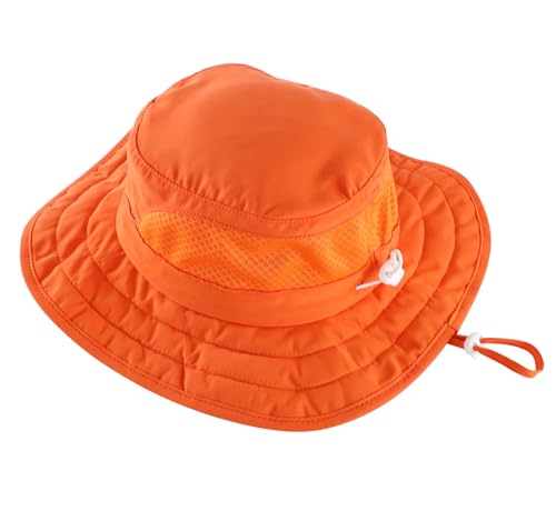 Connectyle Kids Foldable Wide Brim Sun Hat UPF 50+ Sun Protection Bucket Hats Breathable Summer Beach Hat for Boys Girls - color: Orange, size: Medium