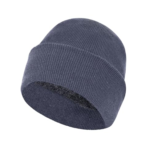 ZH 6 Pack Men's Winter Knit Beanies with Fleece Lining, Warm Stretchy Skull Caps for Cold Weather, Unisex Thermal Hats - color: Light-gray