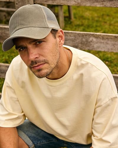 CLAPE Vintage Mesh Baseball Cap Low Profile Trucker Hat for Men Breathable Cotton Summer Cool Hat Outdoor Ball Cap - color: Zm02-khaki