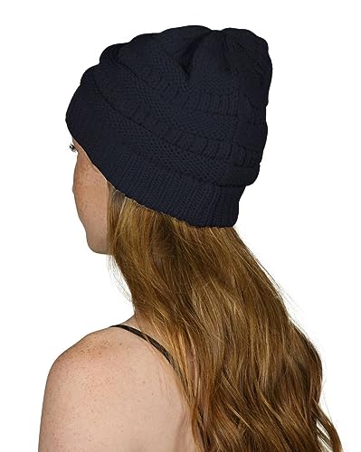 Gravity Threads Knit Soft Stretch Beanie Cap - color: Navy