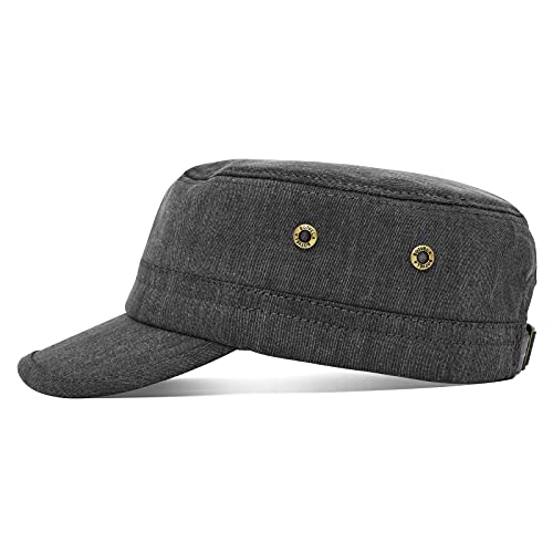 BOTVELA Men Women Cotton Cadet Army Cap Military Flat Hat - color: Black