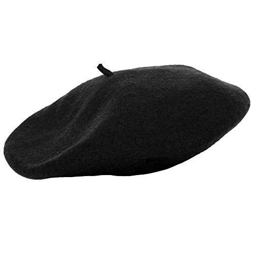 Black French Style Beret Hat - Women's Classic Casual Beret