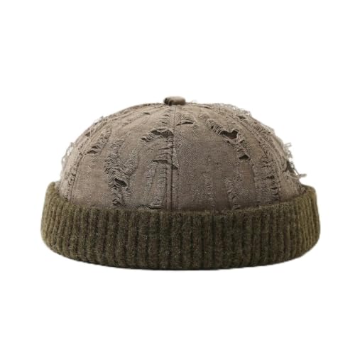 Distressed Brimless Docker Beanie Skull Cap Unisex Streetwear - color: Tangerine-orange
