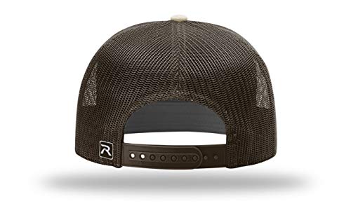 Seven-Panel Trucker Richardson Leather Patch Cap - color: Pale Khaki/Brown, size: One Size
