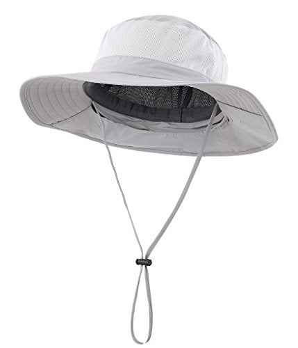 Home Prefer Outdoor UPF50+ Mesh Sun Hat Wide Brim Fishing Hat with Neck Flap Sun Hat for Men Women - color: Light Gray