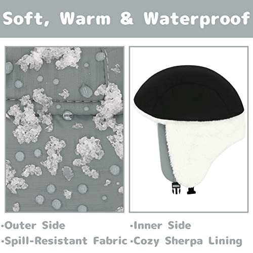 Olreco Toddler Winter Hat Baby Winter Hat Warm Fleece Lined Kids Trapper Hats Toddler Hats for Boys Girls Kid Snow Essentials - color: Waterproof Light Grey, size: 2-5T