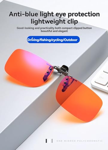 Clip on Flip up Polarized Lens For Prescription Glasses UV Protection Sunglasses (Clear lenses not Polarized) - color: Orange Lenses