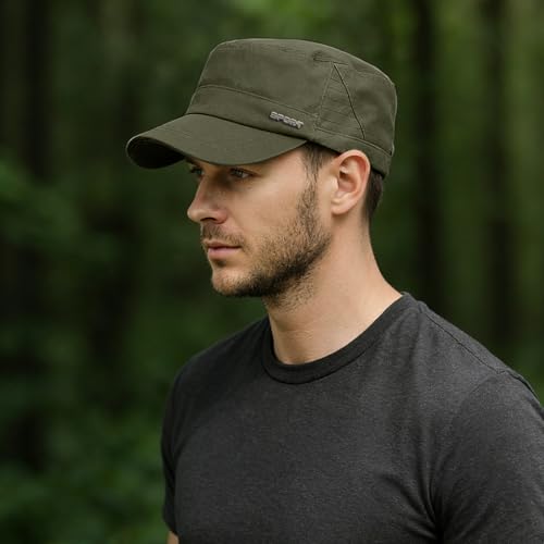 Unisex Cadet Army Cap Military Flat Top Hat for Men Women