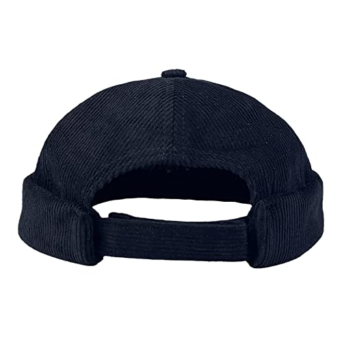 Vintage Old School Unisex Roll Cuff Brimless Sailor Docker Hat - color: 389-black