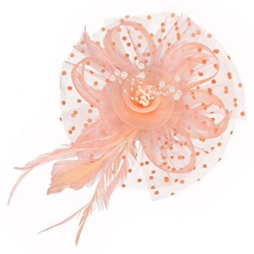 Century Star 2026 Kentucky Hat Derby Fascinator for Women Tea Party Flower Mesh Ribbons Feathers Headband Hair Clips - color: Champagne