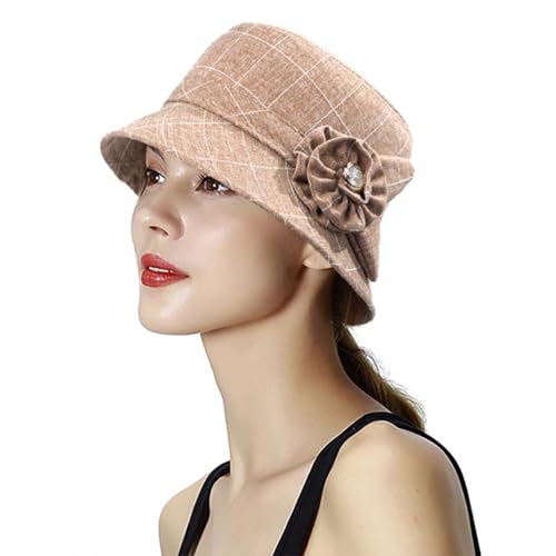 Glamorstar Cloche Hats for Women Vintage Bowler Hat Floral Fedora Bucket Hats - color: Flower Beige