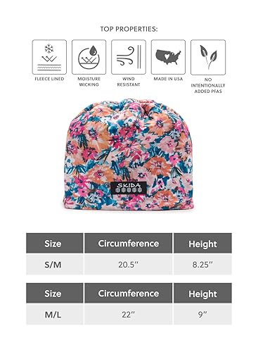 Skida Women and Men's Stretch Fit Fleece Lined Beanie Ski Hat - Performance Lightweight Fabric, Ideal for Winter Sports - color: Multicolor Floral, size: Small-Medium