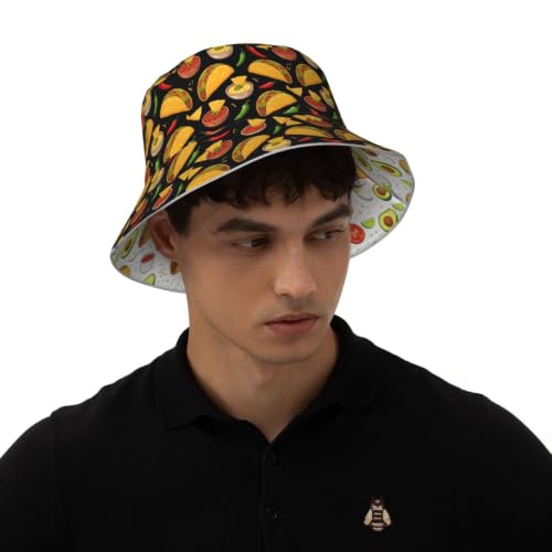 Funny Bucket Hat Packable Reversible Bucket Hats for Women Men - color: Taco