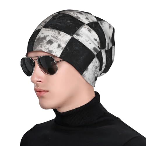 Beanie Hat for Men Women Slouchy Beanie Skull Sleep Cap Soft Lightweight Chemo Hat Stretch Cancer Headwear - color: Checkered
