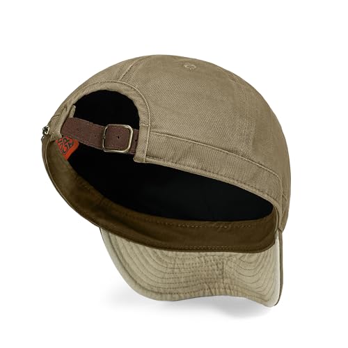 CLAPE Short Brim Baseball Cap for Men, Cotton Adjustable Travel Hat - color: Clsb06-khaki