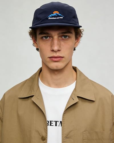 CLAPE Quick Dry 5 Panel Hat, Moisture-Wicking Water-Resistant Flat Brim Cap - color: Dfb3-navyblue