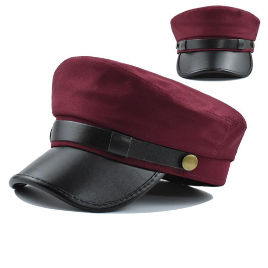 Chauffeur Hat for Men Women Vintage Newsboy Cap Costume Hats Beret Cap - color: Wine Red