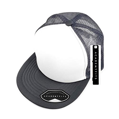 Quality 5 Panel High Crown Trucker Foam Mesh Hat Snapback Men Women Unisex Waterproof Blank Cap #2070 - color: White / Gray