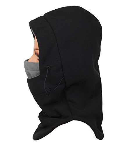 Warm Fleece Balaclava Ski Bike Full Face Mask Neck Warmer Winter Sports Cap - color: Black Grey2